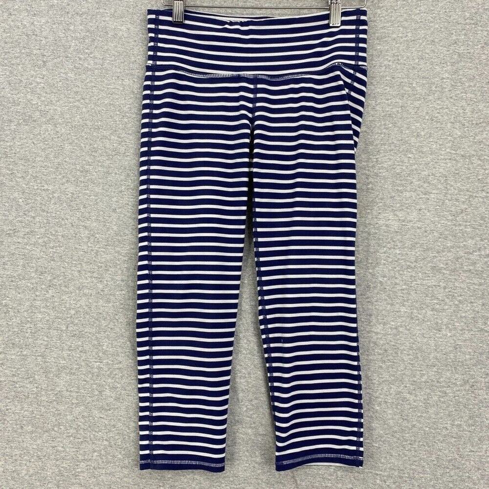 Athleta Leggings Womens Small Blue Striped Athletic Gym Yoga Running Activewear